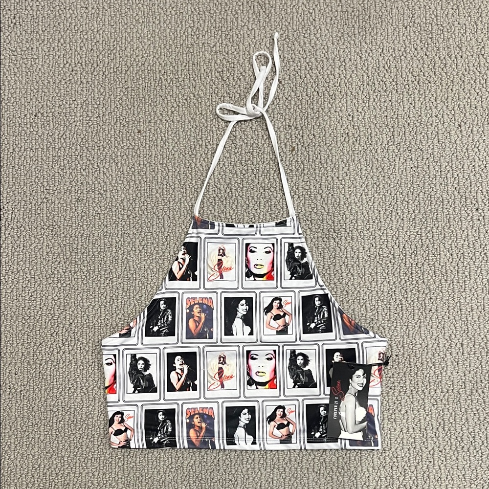 Forever 21 Graphic Print Halter Top - Black and White